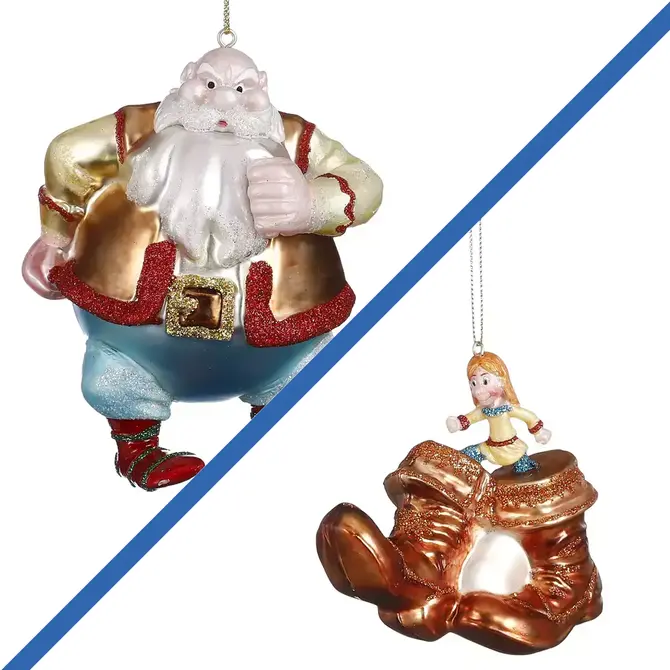 Reus en klein duimpje kerstballen Efteling set van 2, luville. tuincentrumoutlet