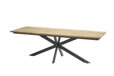Robusto teak tafelblad 220 X 95 cm met Minerva frame en 4 Primavera diningstoelen tafel, 4 Seasons Outdoor, Tuincentrum Outlet