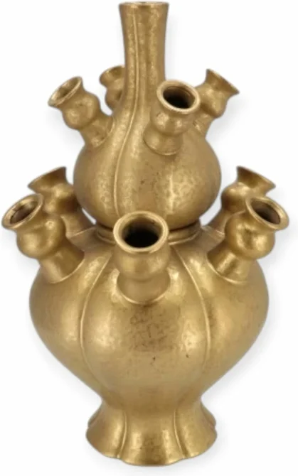 ROTTERDAM GOLD VASE SET TULIP 25X25X36CM NM - afbeelding 1