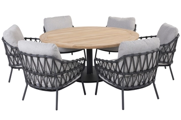 Saba tafel Ø160x69cm met 6 Calpi stoelen, 4 Seasons Outdoor, tuincentrumoutlet