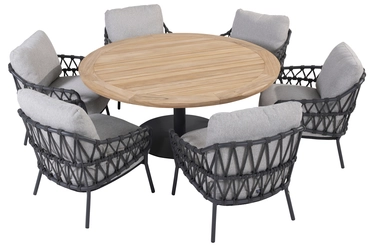 Saba tafel Ø160x69cm met 6 Calpi stoelen boven, 4 Seasons Outdoor, tuincentrumoutlet