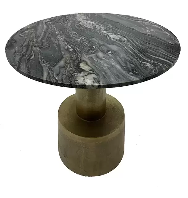 salontafel rond marmer antique goud alu 60x60x58cm