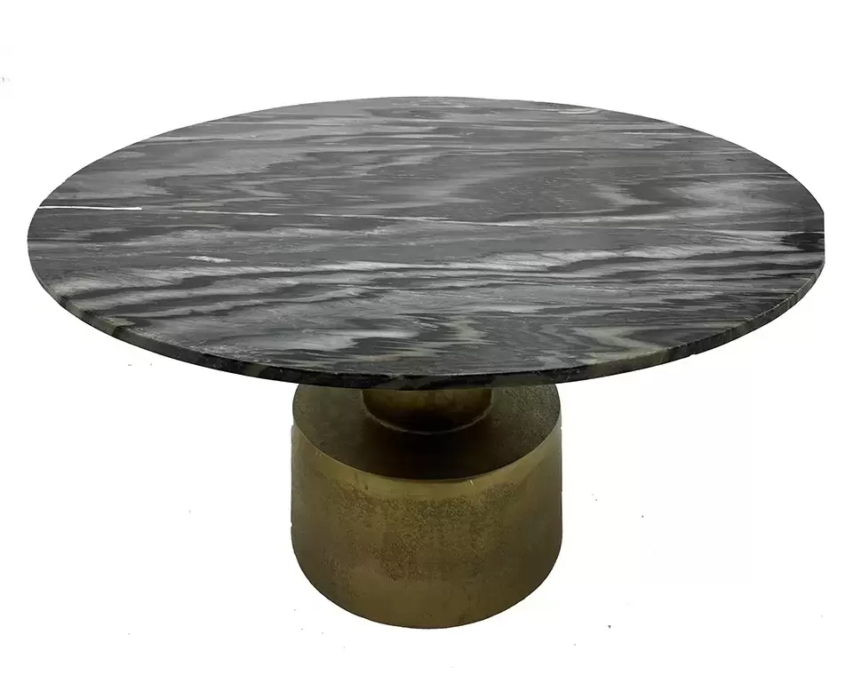 Salontafel rond marmer grijs antique goud alu 77x77x45cm