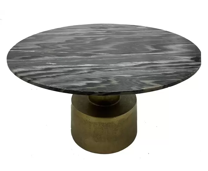 Salontafel rond marmer grijs antique goud alu 77x77x45cm, Moods, www.tuincentrumoutlet.com