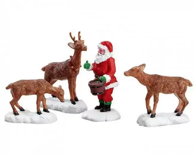 Santa feeds reindeer s4, Lemax, tuincentrumoutlet