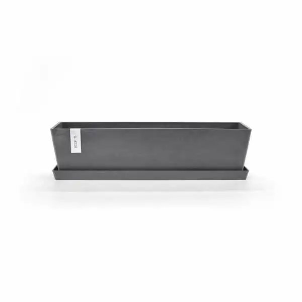 Saucer Rectangular 80 Grijs met pot, Ecopots, Tuincentrumoutlet.com