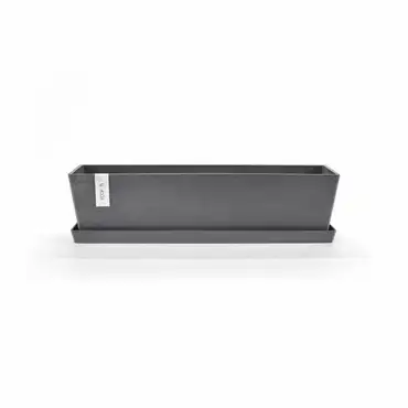 Saucer Rectangular 80 Grijs met pot, Ecopots, Tuincentrumoutlet.com