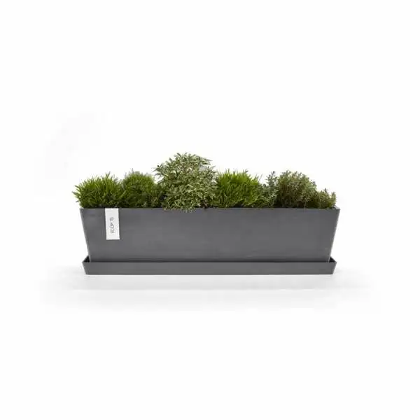 Saucer Rectangular 80 Grijs sfeer, Ecopots, Tuincentrumoutlet.com