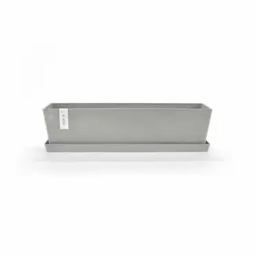 Saucer Rectangular 80 Witgrijs pot, Ecopots, Tuincentrumoutlet.com