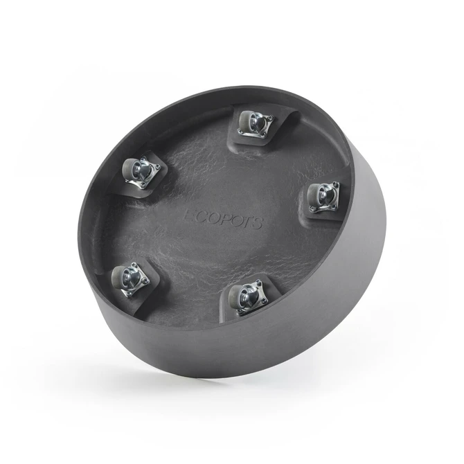 Schaal wheels d29cm grijs wieltjes, Ecopots, tuincentrumoutlet.com