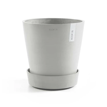 Schaal wheels d29cm witgrijs met pot, Ecopots, tuincentrumoutlet.com