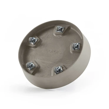 Schotel+wiel d40cm taupe wieltjes, Ecopots, tuincentrumoutlet.com