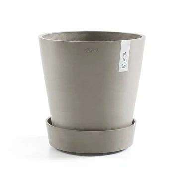 Schotel+wiel d40cm taupe met pot, Ecopots, tuincentrumoutlet.com