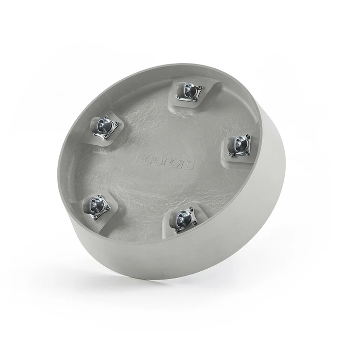 Schotel+wiel d40cm witgrijs wieltjes, Ecopots, tuincentrumoutlet.com