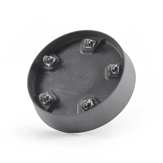 Schotel+wiel d50cm grijs wieltjes, Ecopots, tuincentrumoutlet.com