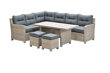 Seagull L/D set 5-dlg links vint.w L-shape/r.bl/ l.teak VW, Garden Impressions, tuincentrumoutlet.com