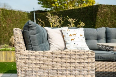 Seagull L/D set 5-dlg links vint.w L-shape/r.bl/ l.teak VW detail, Garden Impressions, tuincentrumoutlet.com