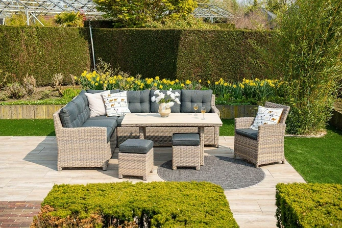 Seagull L/D set 5-dlg links vint.w L-shape/r.bl/ l.teak VW sfeer, Garden Impressions, tuincentrumoutlet.com