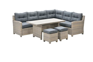 Seagull L/D set 5-dlg rechts vint.w L-shape/r.bl/ l.teak VW, Garden Impressions, tuincentrumoutlet.com