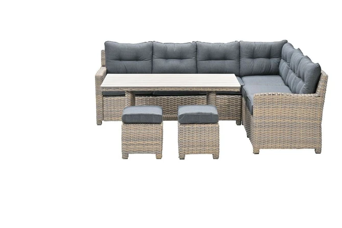 Seagull L/D set 5-dlg rechts vint.w L-shape/r.bl/ l.teak VW zij, Garden Impressions, tuincentrumoutlet.com