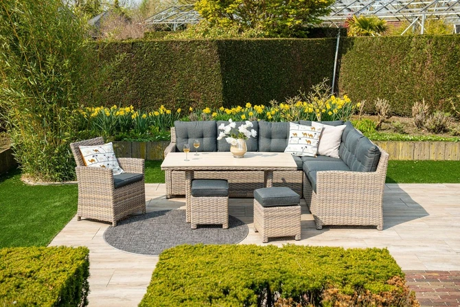 Seagull L/D set 5-dlg rechts vint.w L-shape/r.bl/ l.teak VW sfeer, Garden Impressions, tuincentrumoutlet.com