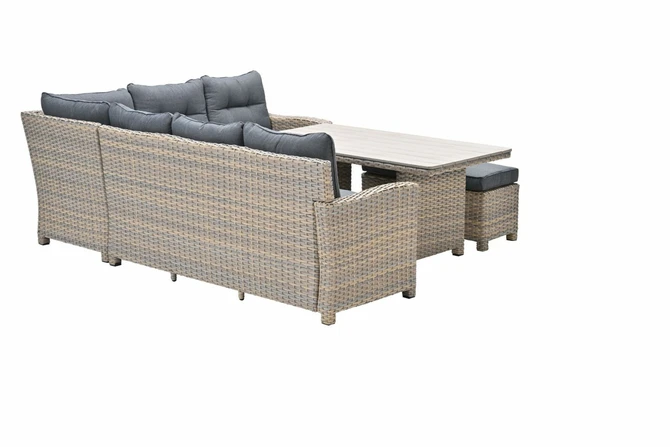 Seagull L/D set 5-dlg rechts vint.w L-shape/r.bl/ l.teak VW achter, Garden Impressions, tuincentrumoutlet.com