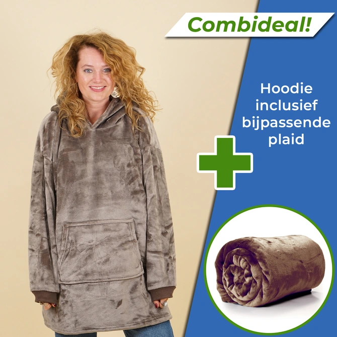 Winterset hoodie+plaid enzo bruin fleece