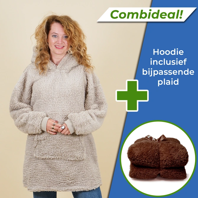 Winterset hoodie+plaid bruin teddy