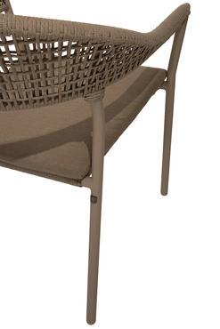 Sienna stacking dining chair latte with cushion details, 4 Seasons Outdoor, tuincentrumoutlet.com