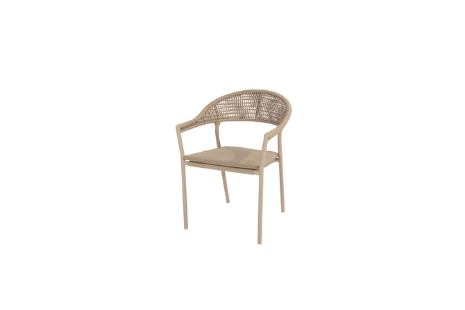 Sienna stacking dining chair latte with cushion, 4 Seasons Outdoor, tuincentrumoutlet.com