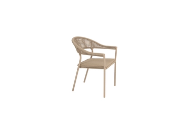 Sienna stacking dining chair latte with cushion zijkant, 4 Seasons Outdoor, tuincentrumoutlet.com