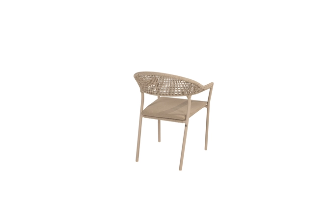Sienna stacking dining chair latte with cushion achter, 4 Seasons Outdoor, tuincentrumoutlet.com
