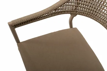 Sienna stacking dining chair latte with cushion detail, 4 Seasons Outdoor, tuincentrumoutlet.com