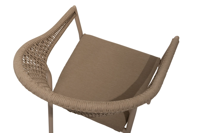 Sienna stacking dining chair latte with cushion boven, 4 Seasons Outdoor, tuincentrumoutlet.com