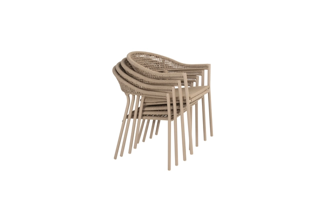 Sienna stacking dining chair latte with cushion stapelbaar, 4 Seasons Outdoor, tuincentrumoutlet.com