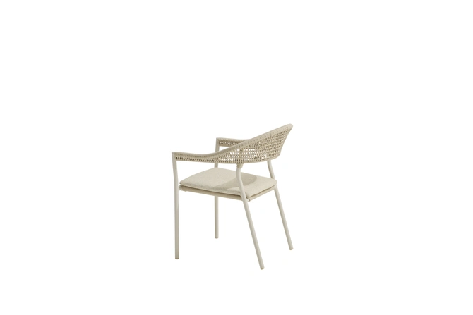 Sienna stacking dining chair linen with cushion schuinaanzicht, 4SO, tuincentrumoutlet.com