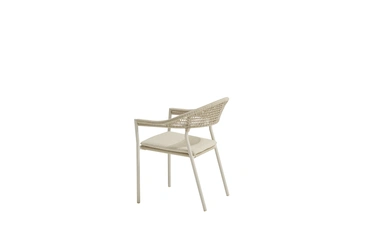 Sienna stacking dining chair linen with cushion schuinaanzicht, 4SO, tuincentrumoutlet.com