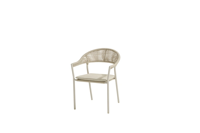 Sienna stacking dining chair linen with cushion, 4SO, tuincentrumoutlet.com