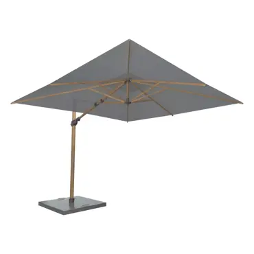 Parasol Siesta Premium 300x300 cm - woodlook Charcoal www.tuinmeubels.nl