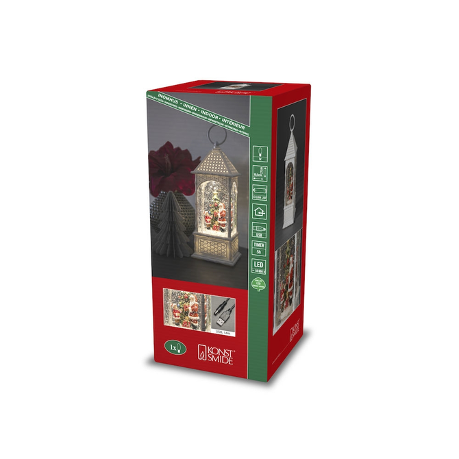 Sneeuwlantaarn kerstman 27cm wit doos, Konstsmide, tuincentrumoutlet