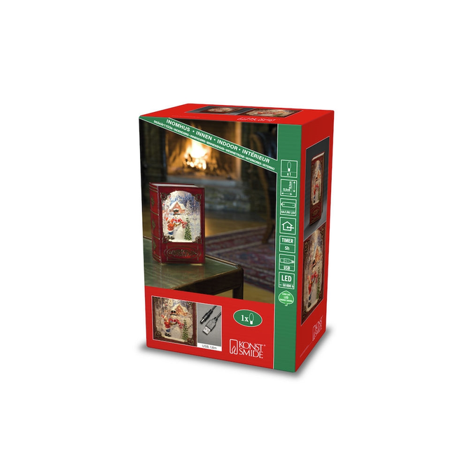 Snwlantaarn boek sneeuwpop bo doos, Konstsmide, tuincentrumoutlet