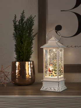 Snwlantaarn kerstman h27.5cm wit bo sfeer, Konstsmide, tuincentrumoutlet
