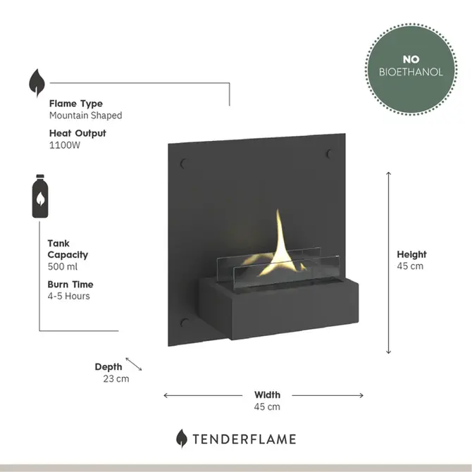 Solo 90 Black afmetingen, Tenderflame, tuincentrumoutlet.com