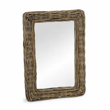 Spiegel rotan antiek grijs l64b85h3, Van der Leeden, Tuincentrumoutlet.com