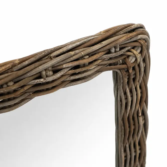 Spiegel rotan antiek grijs l64b85h3 detail, Van der Leeden, Tuincentrumoutlet.com