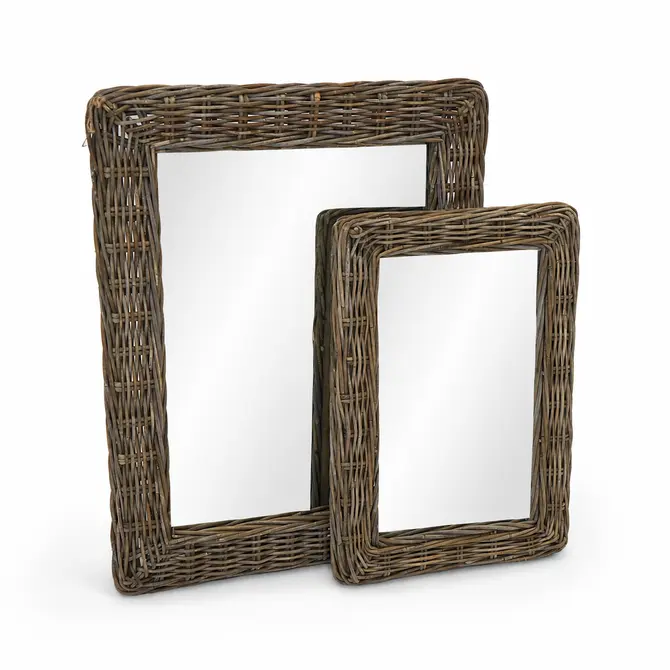 Spiegel rotan antiek grijs l64b85h3 set, Van der Leeden, Tuincentrumoutlet.com