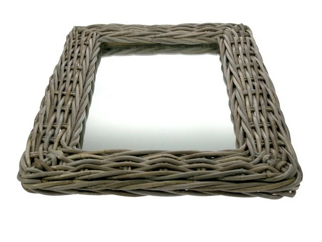 Spiegel rotan antiek grijs l64b85h3