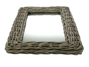 Spiegel rotan antiek grijs l64b85h3