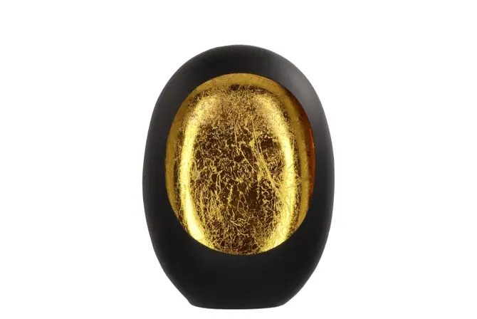 Marrakech Egg T-light BLACK-GOLD 20X10X28CM, Daan Kromhout, tuincentrumoutlet
