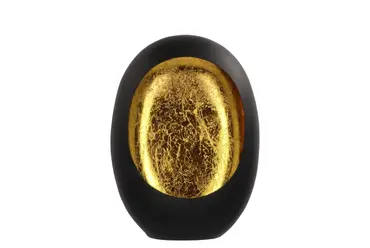 Marrakech Egg T-light BLACK-GOLD 20X10X28CM, Daan Kromhout, tuincentrumoutlet